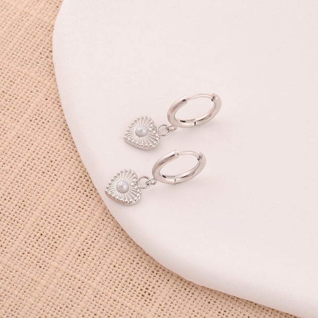 Créoles - pendentif coeur et boule en résine nacrée