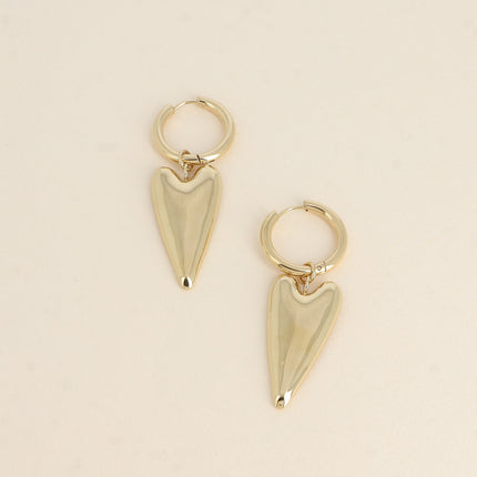 Creole earrings - elongated heart-shaped piece