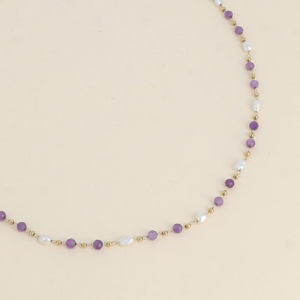 Collier Florinia - pierres naturelles, perles d'eau douce