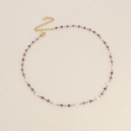 Collier Florinia - pierres naturelles, perles d'eau douce