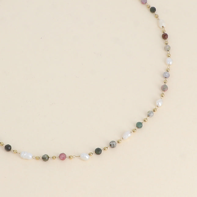 Collier Florinia - pierres naturelles, perles d'eau douce