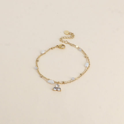 Bracelet Isabeau - 2 rangs, pierres naturelles, perles d'eau douce et 3 cristaux