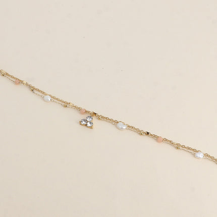 Bracelet Isabeau - 2 rangs, pierres naturelles, perles d'eau douce et 3 cristaux