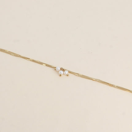 Bracelet - 3 mailles forçat alternées, 3 perles d'eau douce