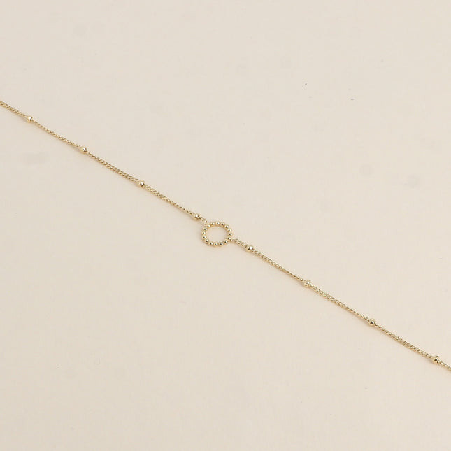 Bracelet - chain with beads and milgrain circle