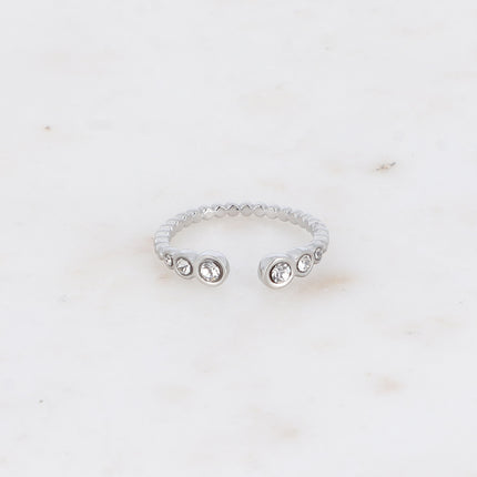 Bague ouverte - anneau boules avec oxydes de zirconium