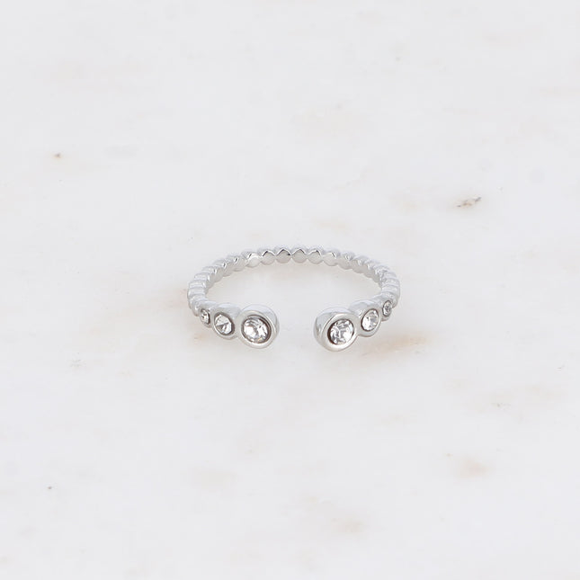 Bague ouverte - anneau boules avec oxydes de zirconium
