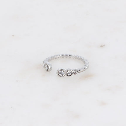 Bague ouverte - anneau boules avec oxydes de zirconium