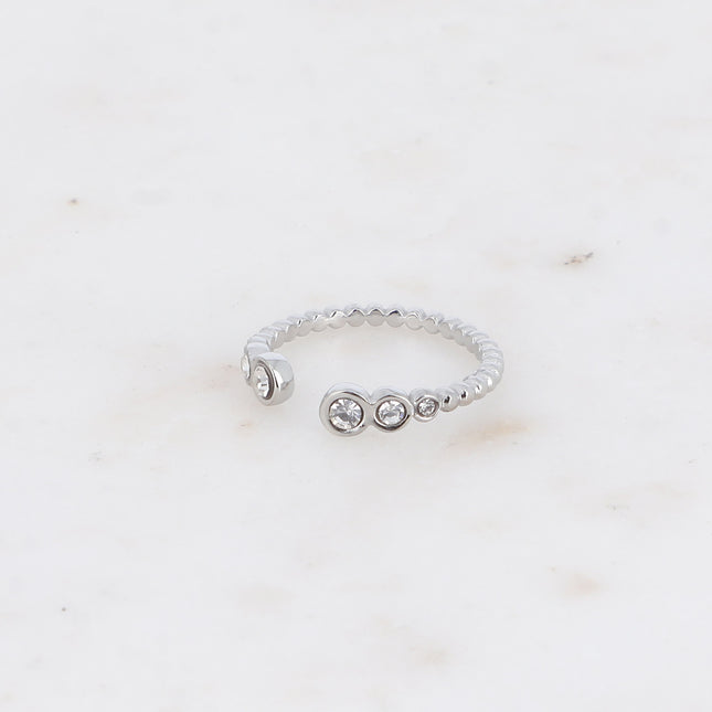 Bague ouverte - anneau boules avec oxydes de zirconium