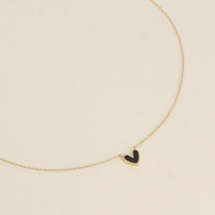 Collier - pendentif coeur en émail