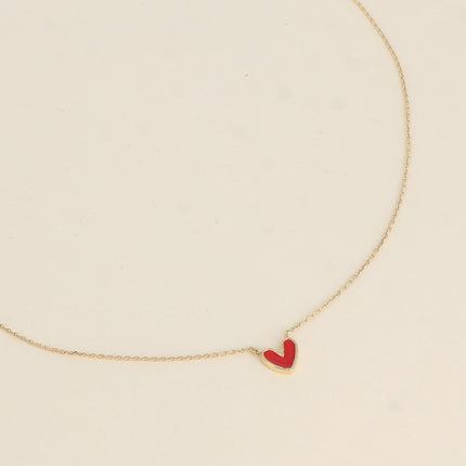 Collier - pendentif coeur en émail