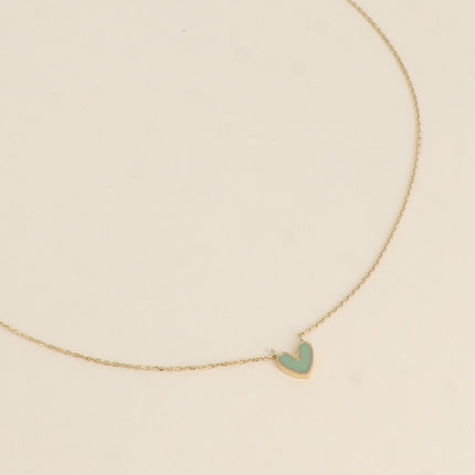 Collier - pendentif coeur en émail