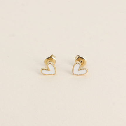 Boucles puces - coeur en émail