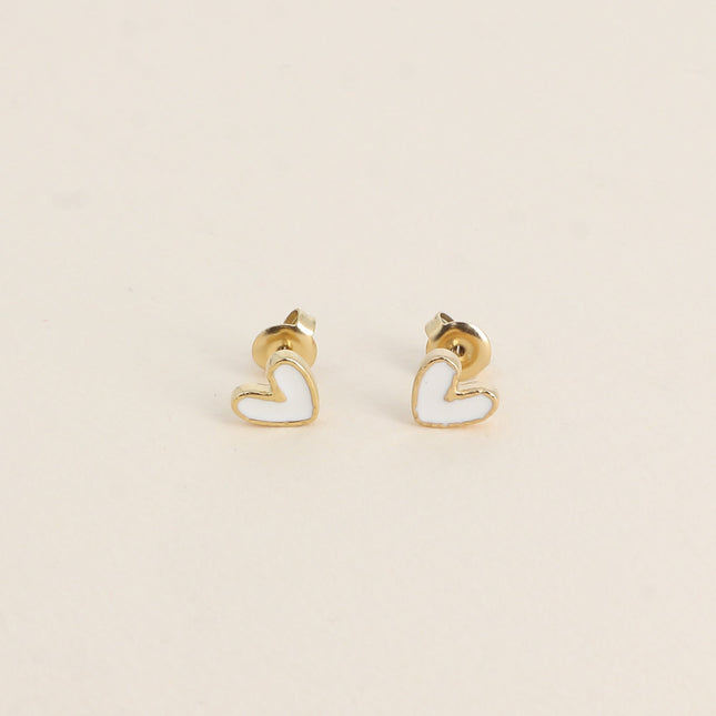 Enamel heart stud earrings