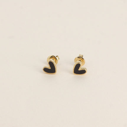 Boucles puces - coeur en émail
