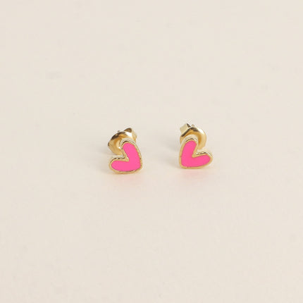 Boucles puces - coeur en émail