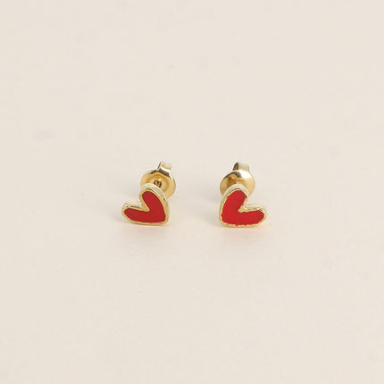 Boucles puces - coeur en émail