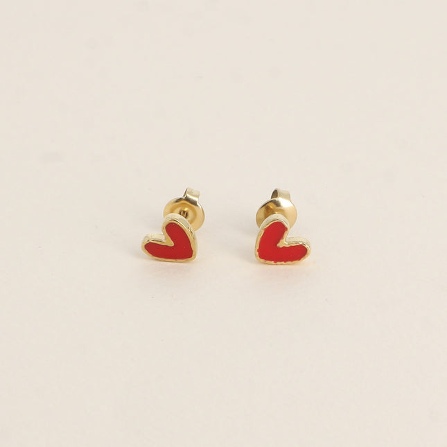 Enamel heart stud earrings