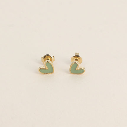 Boucles puces - coeur en émail