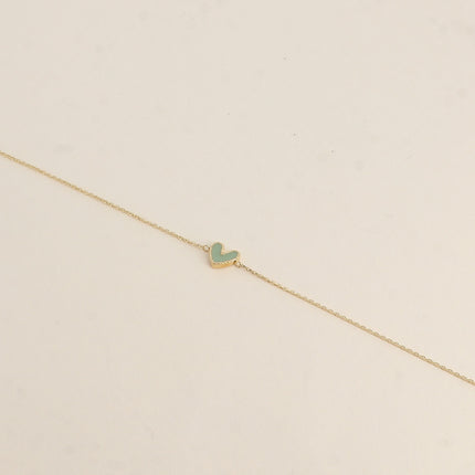 Bracelet - pendentif coeur en émail