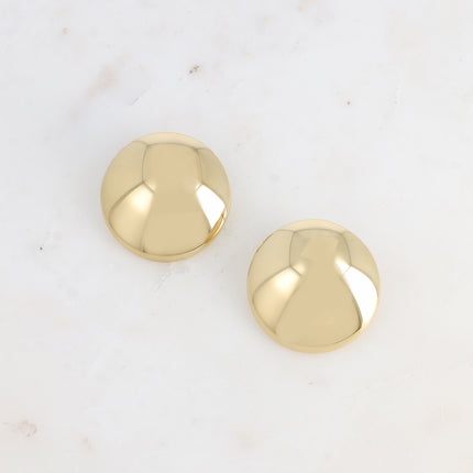 Stud earrings - smooth, flat, half-round mirror