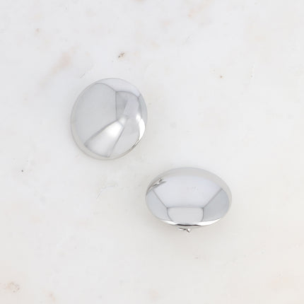 Stud earrings - smooth, flat, half-round mirror