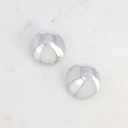 Stud earrings - smooth, flat, half-round mirror