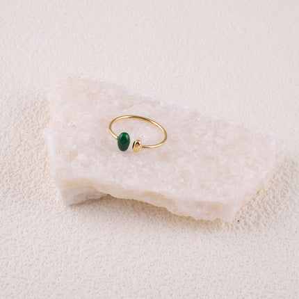 Bague ouverte - double ovale et émail