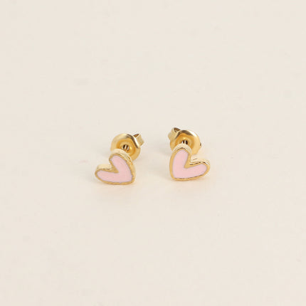 Boucles puces - coeur en émail