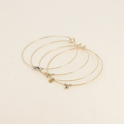 Lot de 4 joncs - perlés avec pierres naturelles