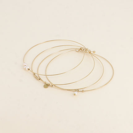 Lot de 4 joncs - perlés avec pierres naturelles