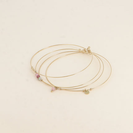 Lot de 4 joncs - perlés avec pierres naturelles
