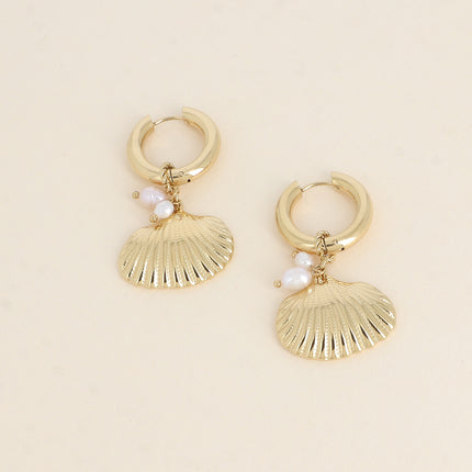 Créoles Elina - perles d'eau douce et coquillage
