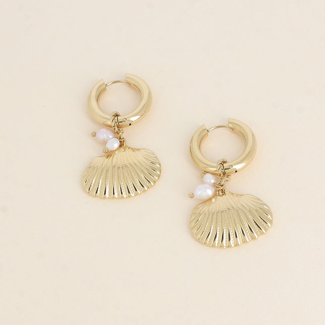 Créoles Elina - perles d'eau douce et coquillage
