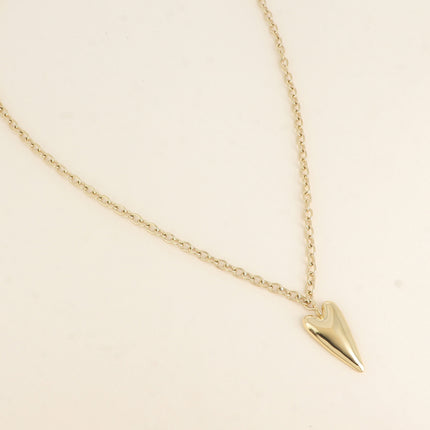 Sautoir - maille épaisse, pendentif coeur allongé et plat