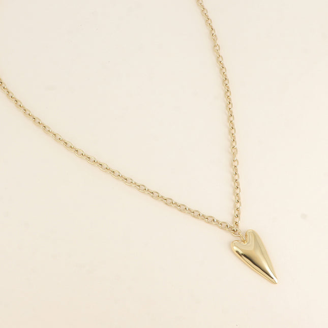 Sautoir - maille épaisse, pendentif coeur allongé et plat