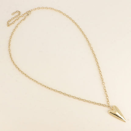 Sautoir - maille épaisse, pendentif coeur allongé et plat
