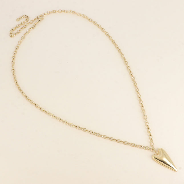 Sautoir - maille épaisse, pendentif coeur allongé et plat