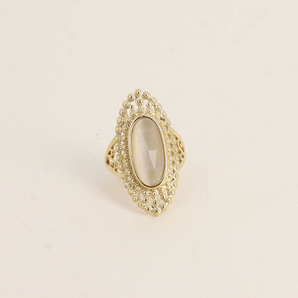 Bague Clairia - pierre oeil de chat, anneau effet milgrain ajouré
