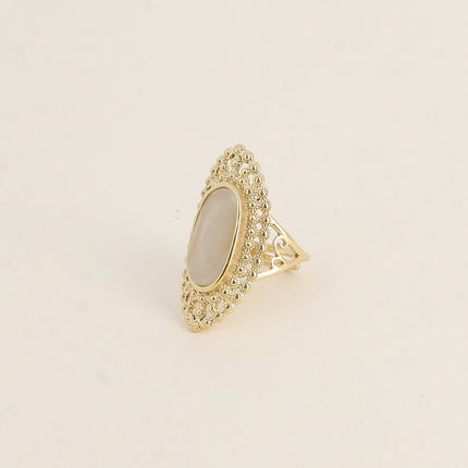 Bague Clairia - pierre oeil de chat, anneau effet milgrain ajouré