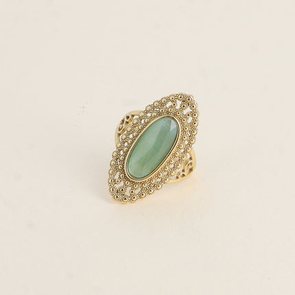 Bague Clairia - pierre oeil de chat, anneau effet milgrain ajouré