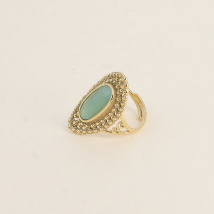 Bague Clairia - pierre oeil de chat, anneau effet milgrain ajouré