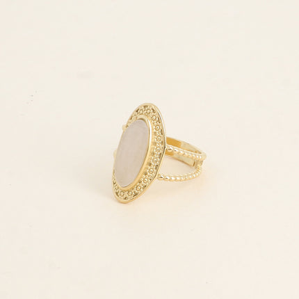 Bague - pierre oeil de chat, anneau effet milgrain