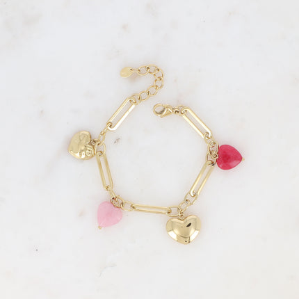 Bracelet - multi coeur en pierre naturelle