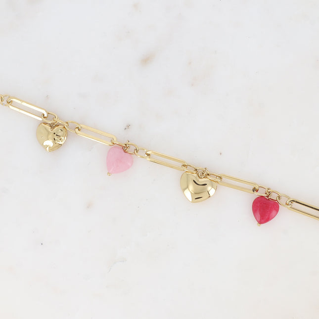 Bracelet - multi coeur en pierre naturelle