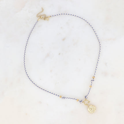 Collier sur cordon - fermoir bouée et pendentif médaillon avec étoile de mer