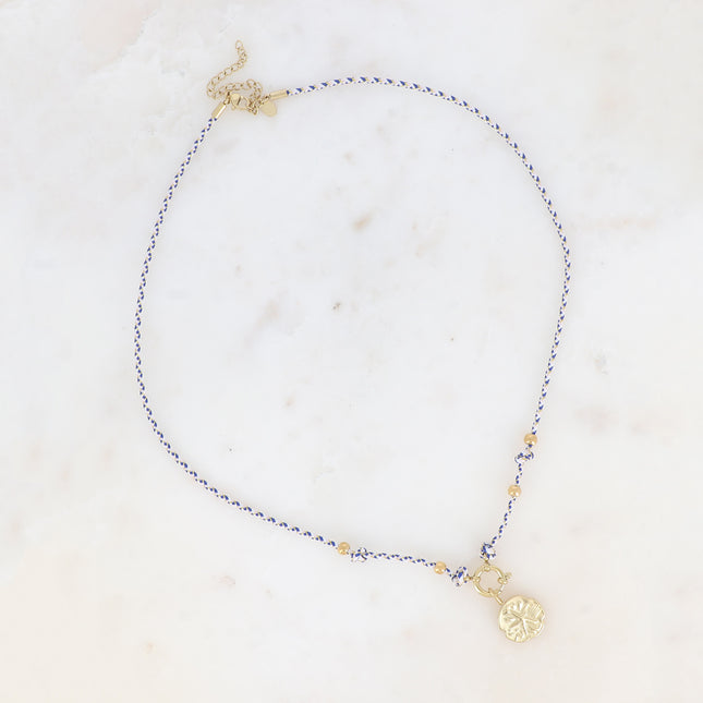 Collier sur cordon - fermoir bouée et pendentif médaillon avec étoile de mer