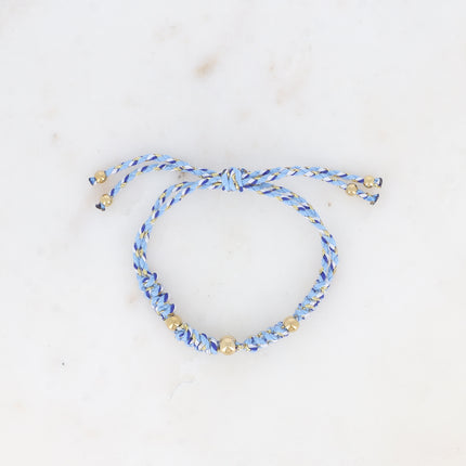 Bracelet coulissant sur cordon - motif tressé et perles en acier