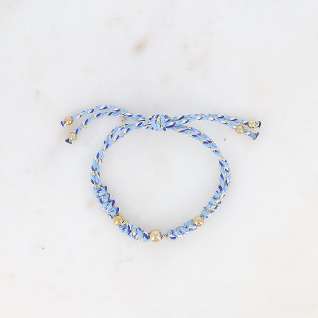 Bracelet coulissant sur cordon - motif tressé et perles en acier