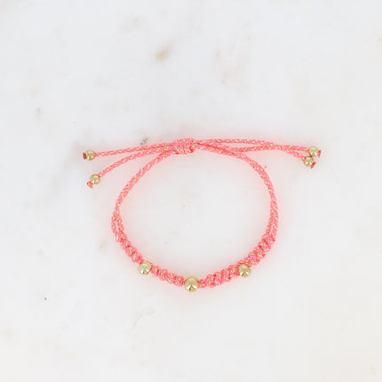 Bracelet coulissant sur cordon - motif tressé et perles en acier